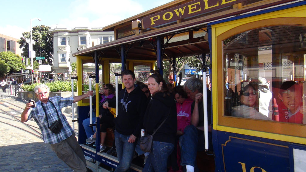 Světoznámé historické tramvaje v San Franciscu.