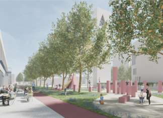 Vodní plocha, stromy, letní kino. Okolí kostela sv. Ducha ožije podle vítězného návrhu ateliéru m2au.