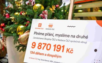 Pro lidi v tíživé životní situaci vybrali zaměstnanci ČEZ spolu s Nadací ČEZ 9,8 milionu korun